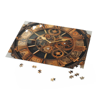 "Steampunk Gearworks Puzzle - intricate clock design with gears for challenging fun"