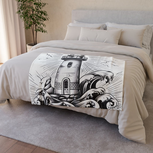 this blanket is perfect for snuggling up on a chilly evening or adding a decorative touch to your living space. Whether you're by the beach or just dreaming of the coast