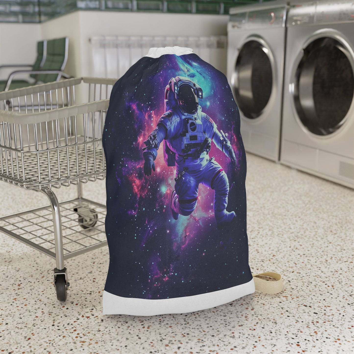 "Space astronaut laundry bag for delicate garment protection and transport"