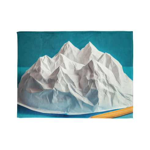 Paper Planet with Pencil Mountains Plush Fleece Throw Blanket