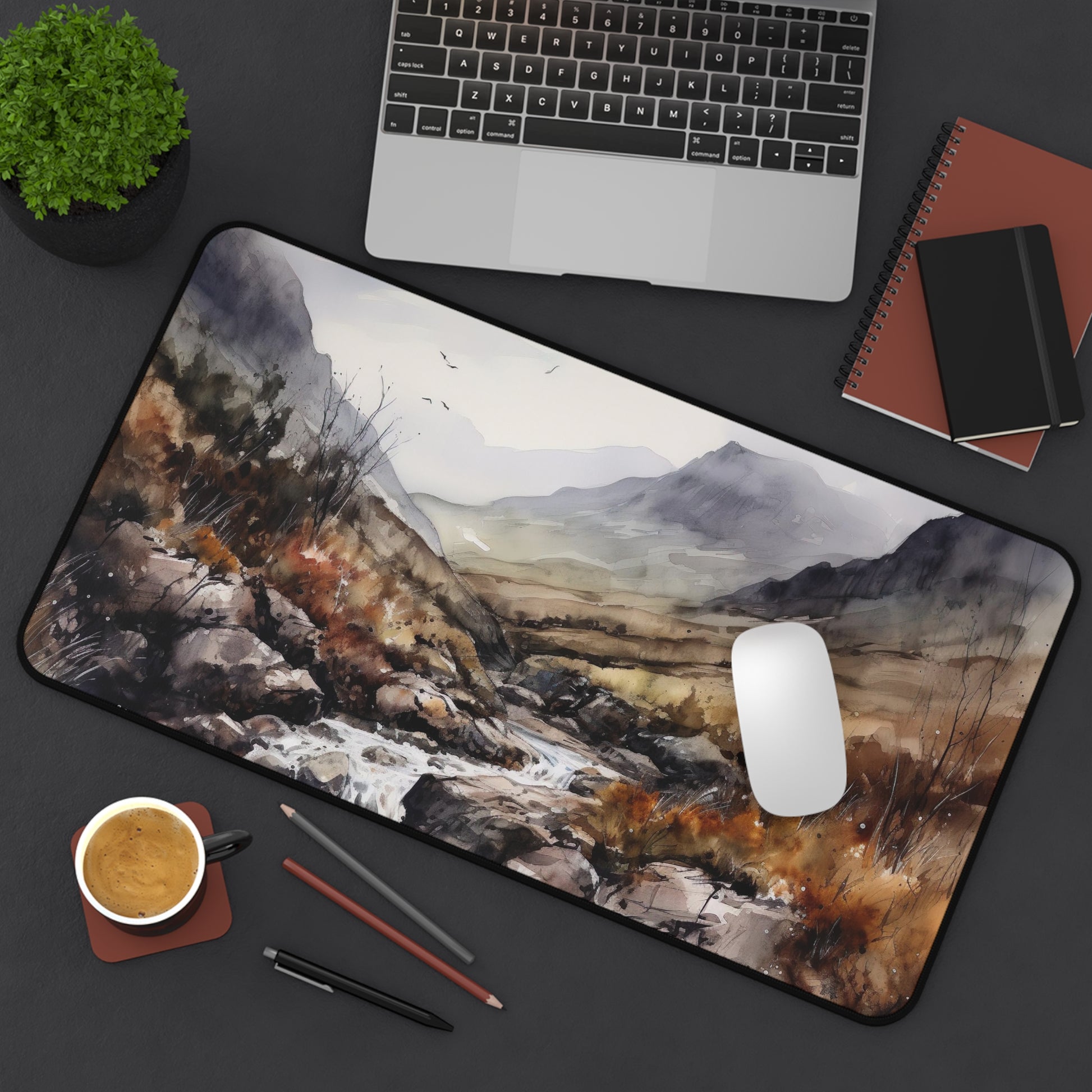 "Scottish Countryside Desk Mat - Enhance your workspace with stunning landscape design"