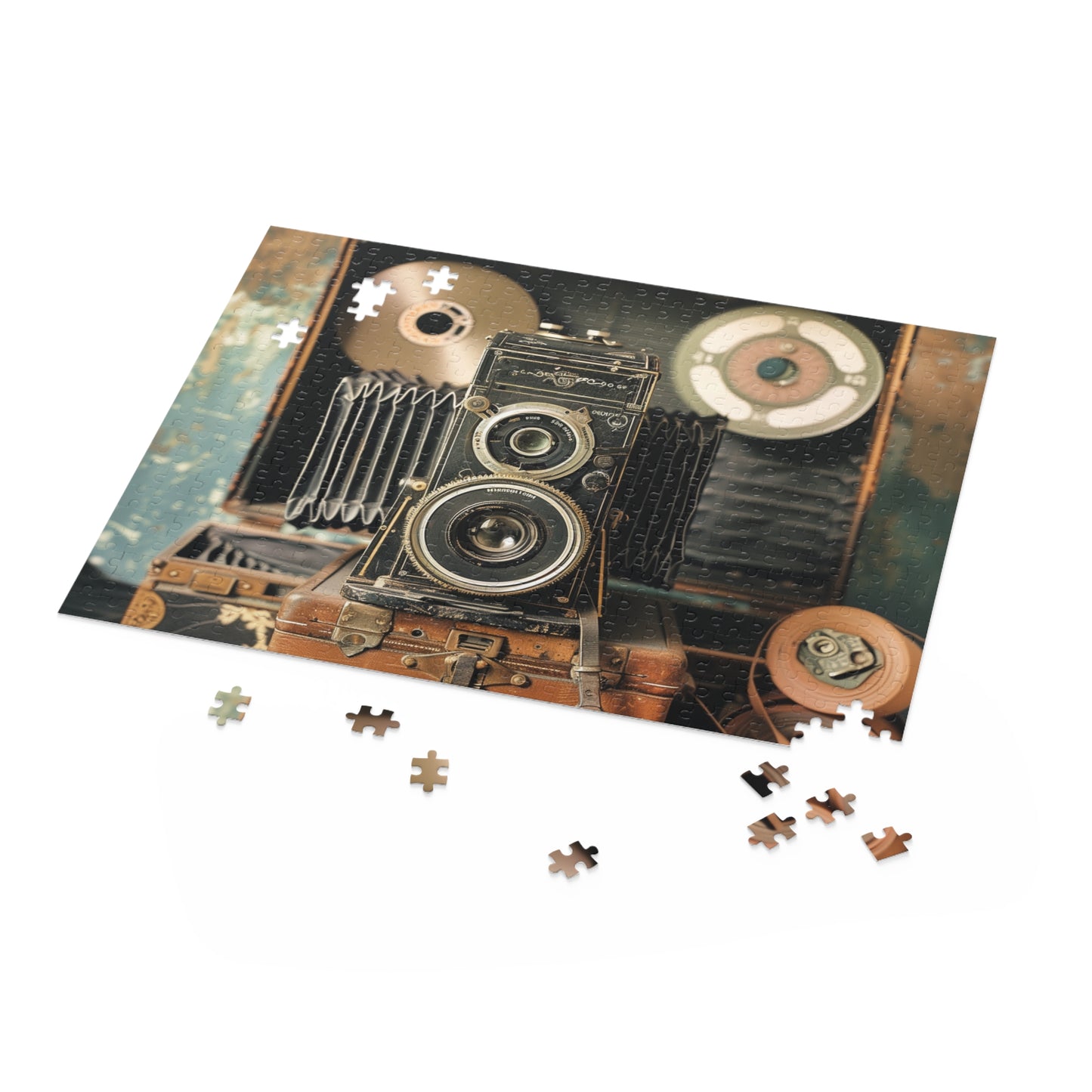 Vintage camera and film reels jigsaw puzzle - Perfect for photography lovers and creative minds