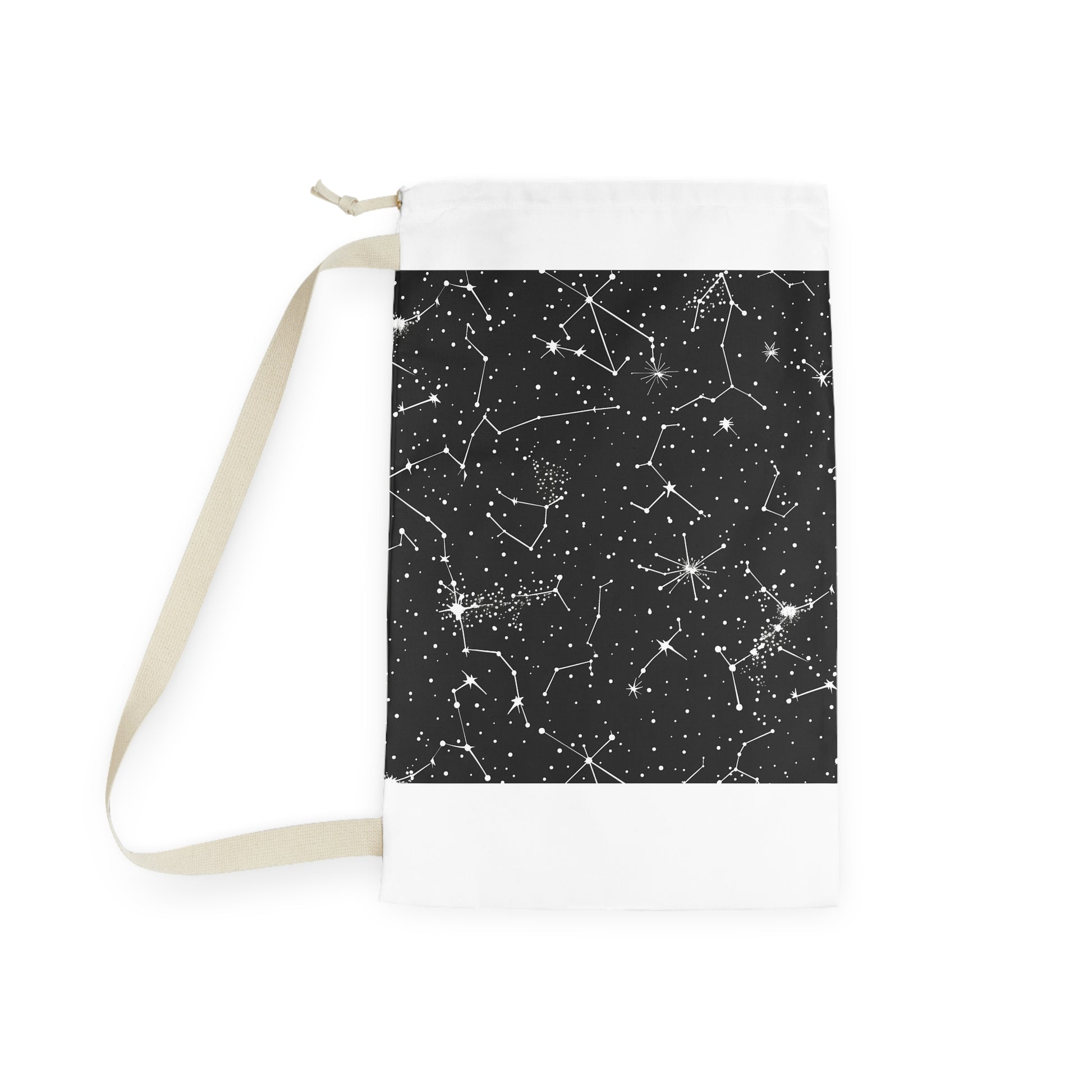 "Starry Night Laundry Bag with Constellation Stars seamless pattern for celestial charm"