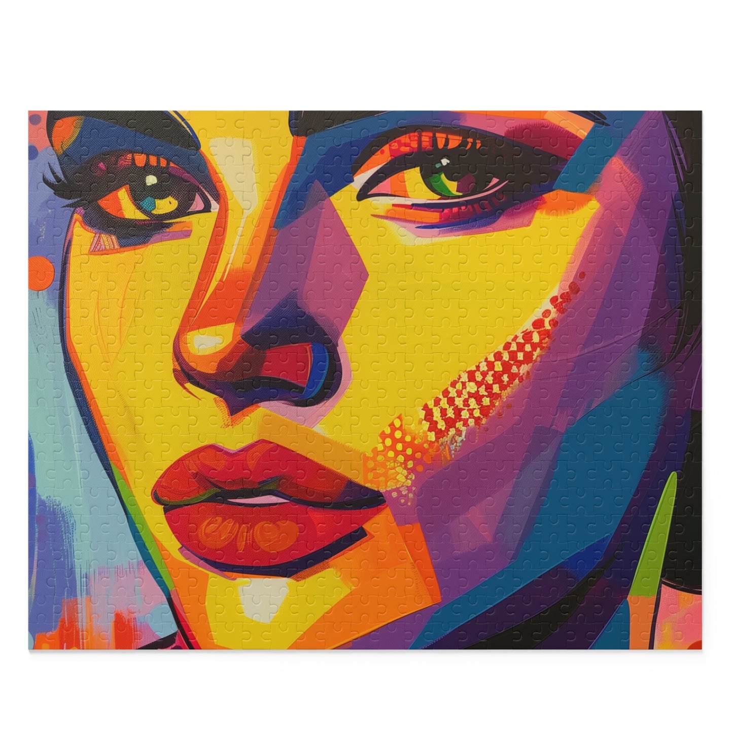 "Colorful and vibrant Pop Art Portrait jigsaw puzzle with modern flair"