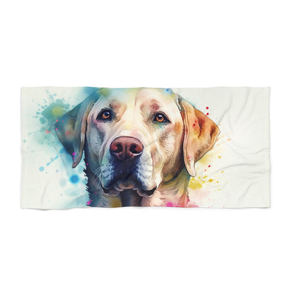 Stay cozy with the royal canin labrador love Beach Towel