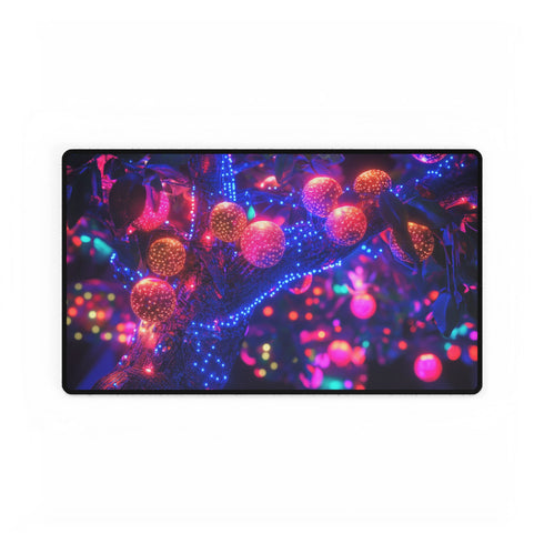 Cyber Tree with Neon Fruit — XL & XXL Desk Mat — Gaming & Workspace Desk Setup View