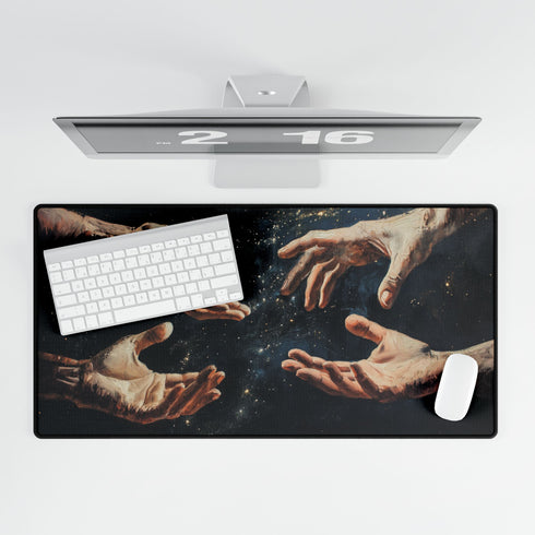 Surreal Hands Reaching Toward Light — XL & XXL Desk Mat — Product Detail View 5