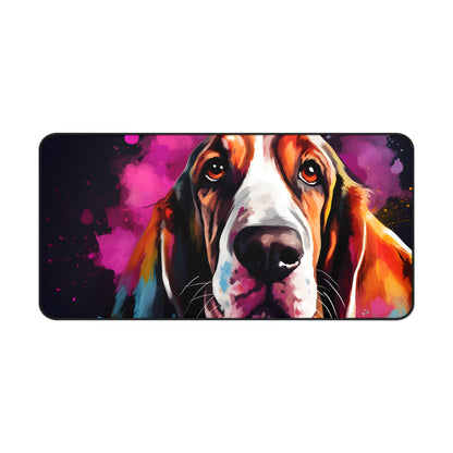 "Cute Basset Hound Desk Mat - Add Charm to Your Workspace"