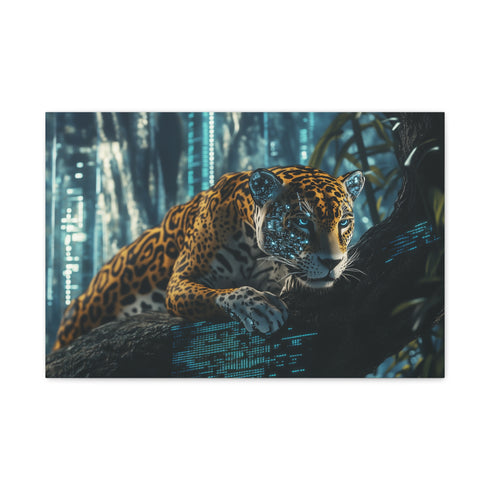 Cybernetic Jaguar in Data Jungle — Canvas Wall Art — Front Gallery-Wrapped Canvas View
