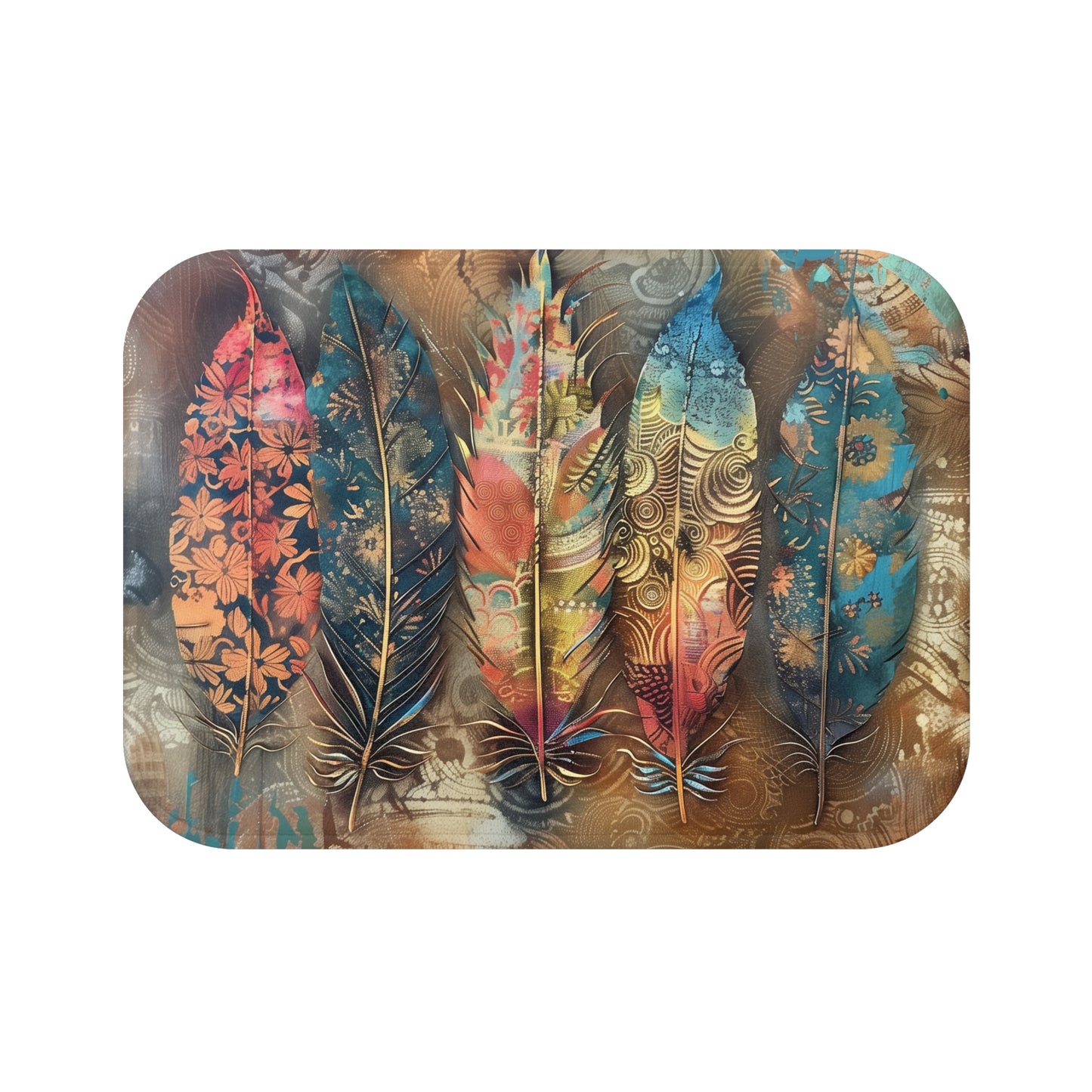 Boho Feathers Bath Mat