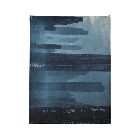 Data Towers Rising from Dark Sea Plush Fleece Throw Blanket