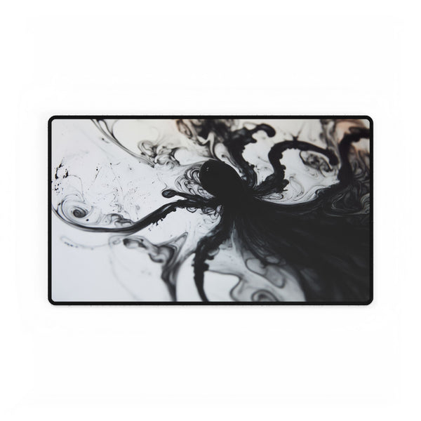Shadow Creature Rising from Ink Puddle — XL & XXL Desk Mat — Gaming & Workspace Desk Setup View