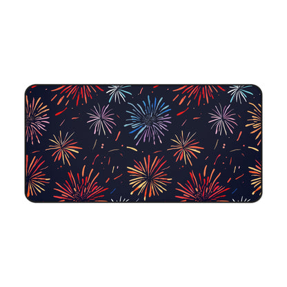 "Fireworks Fiesta Desk Mat - Bring Colorful Festivity to Your Workspace with Vibrant Fireworks Pattern - Desk Protection in Style!"