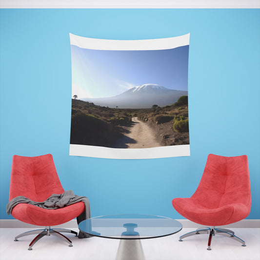 Kilimanjaro's Majesty: A Tanzanian Tapestry | Wall Tapestry | All Over Print, AOP, Decor, Halloween, Home & Living, Home Decor, Indoor, Spring Essentials, Sublimation, Tapestry | Prints with Passion