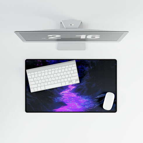 Neon River Flowing Through Chrome Valley — XL & XXL Desk Mat — Product Detail View 8