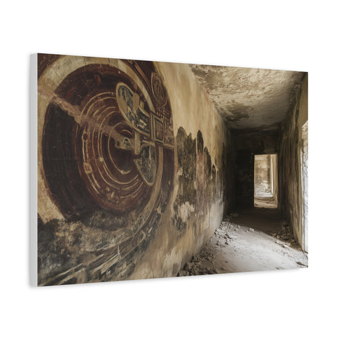Ancient Astronaut Mural Uncovered in Ruins (Edition II) — Canvas Wall Art — Side Profile & Stretched Corner Detail