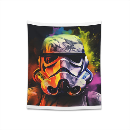 Vibrant Stormtrooper Watercolor Tapestry - Galactic Neon Hues, High-Quality Material, Perfect Gift - Available in 34" x 40" and 57" x 57" Sizes