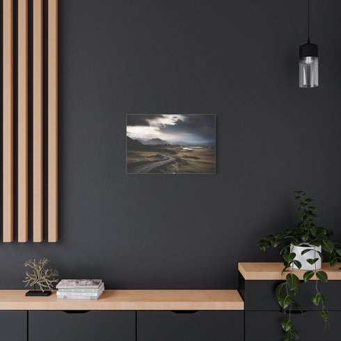 Iceland Ring Road Dramatic Mountain Horizon Stretched Canvas Wall Art - View 5 | Prints With Passion