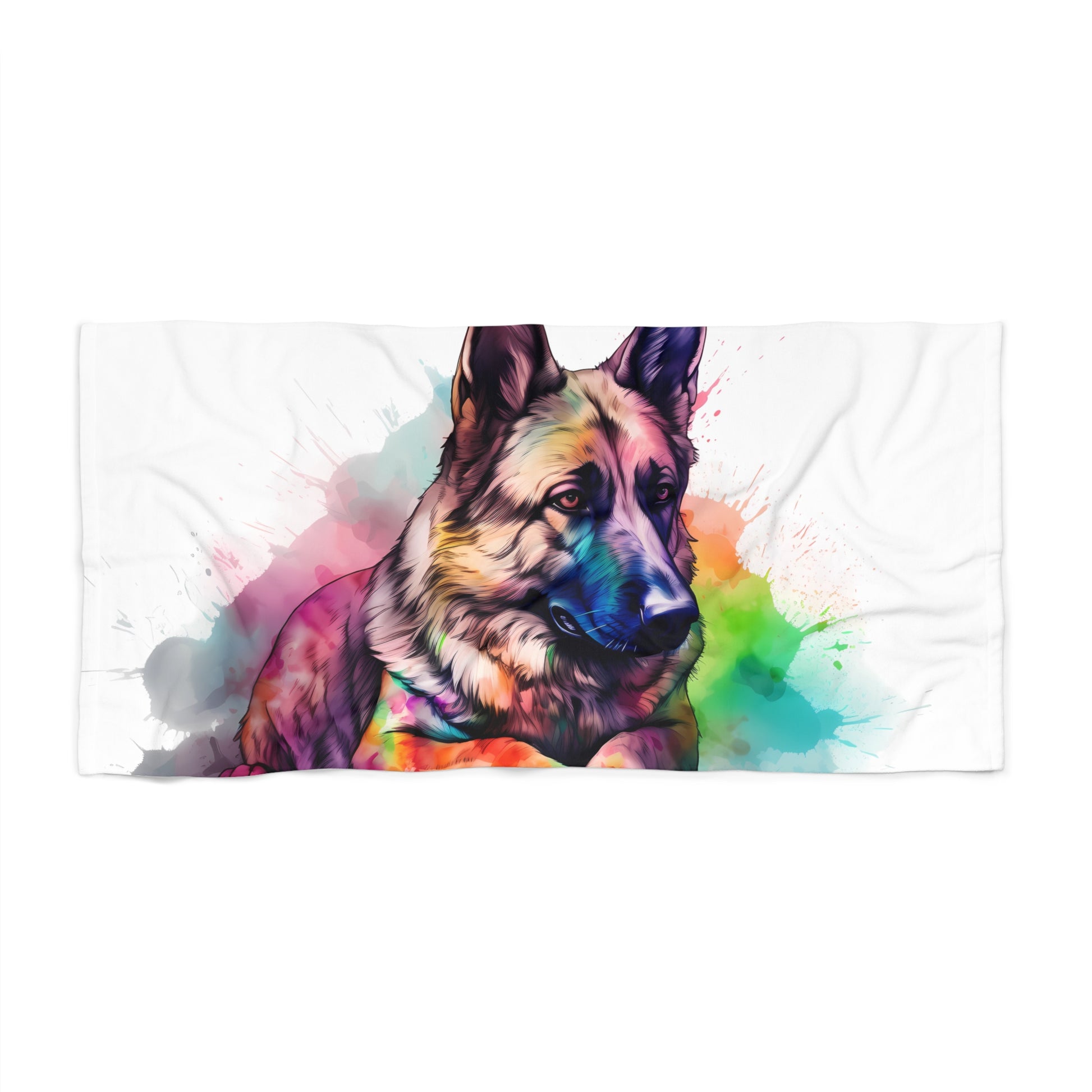 this towel is a must-have for any German Shepherd lover. The eye-catching design features a beautiful German Shepherd with the Royal Canin logo