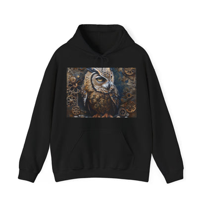 Timekeeper's Wisdom: A Steampunk Owl Hoodie | Hoodies | DTG, Hoodies, Men's Clothing, Regular fit, Unisex, Women's Clothing | Prints with Passion