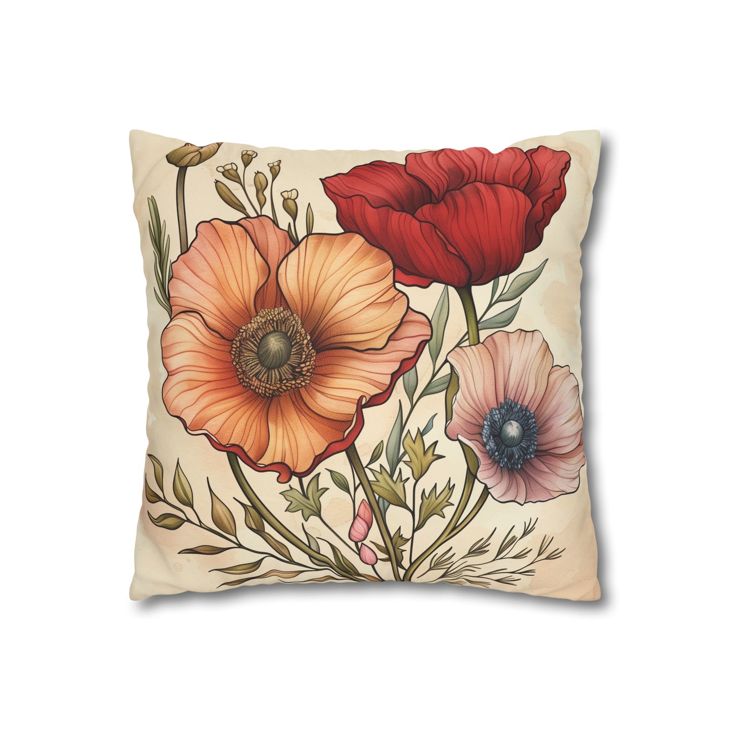 "Floral Whispers pillowcase: Hand-drawn floral design for elegant sleep space. High-quality, comfortable, perfect for all seasons. Makes a great gift."