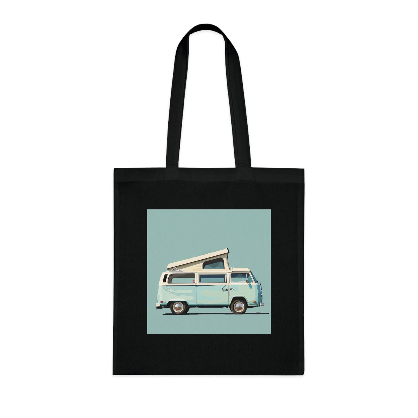 Alt text: Adventure Mobile Tote Bag featuring a vintage-inspired camper van design, ideal for road trips, camping, and everyday adventures. Made from high-quality material, comfortable, stylish, and suitable for all seasons. Makes a great gift. Shop now at BenCPrints.