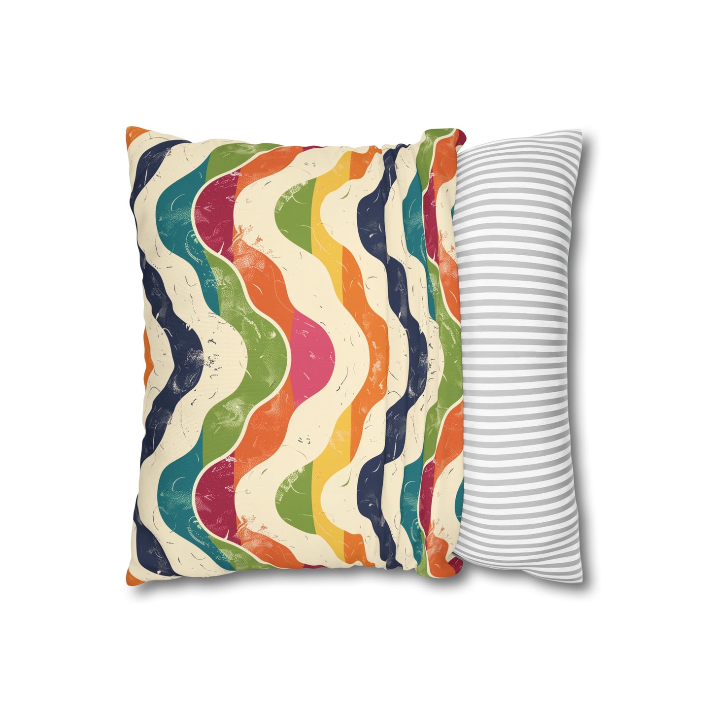 "Vibrant Retro Waves Pillow Case - Add a Pop of Retro Flair to Your Bedroom Decor with Seamless Pattern - 18x18 Inches"