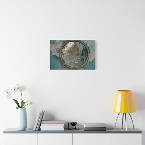 Fractured Portal in Cracked Mirror — Canvas Wall Art — Kiln-Dried Pine Frame & Ready-to-Hang Back View