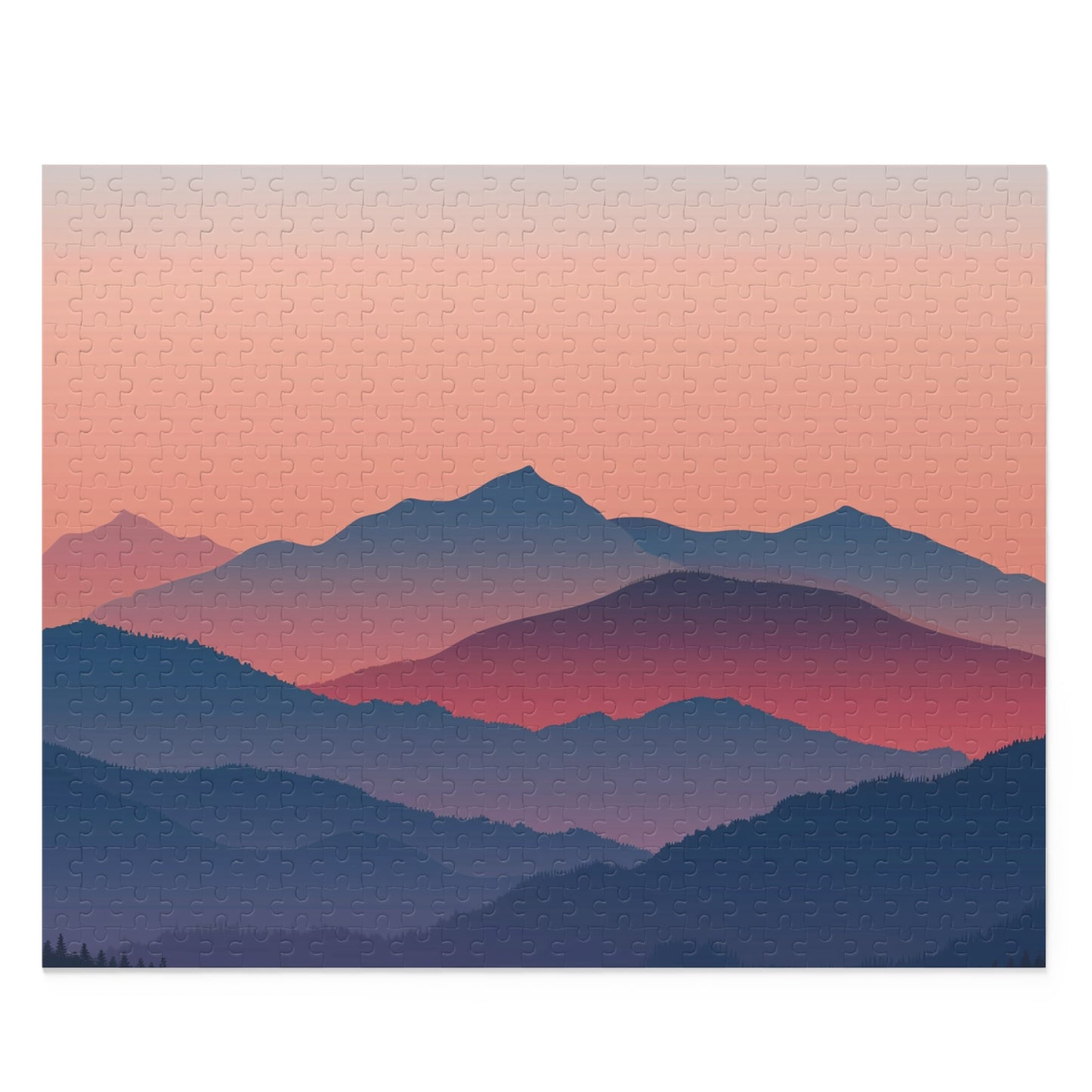 Serene Mountain View Jigsaw Puzzle - Minimalist nature landscape for relaxing puzzle fun