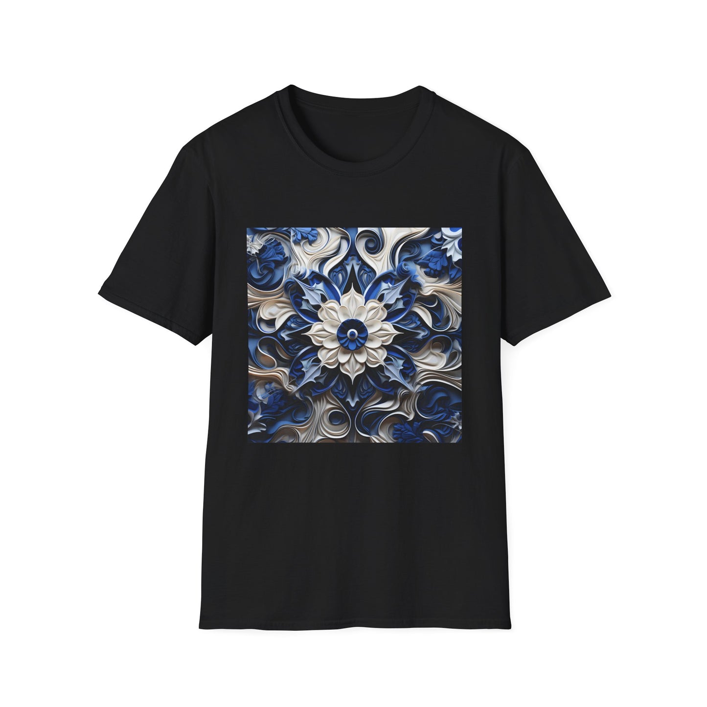 Porcelain Blue Blossom Tee | T-Shirt | Cotton, Crew neck, DTG, Men's Clothing, Regular fit, T-shirts, Women's Clothing | Prints with Passion