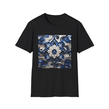 Porcelain Blue Blossom Tee | T-Shirt | Cotton, Crew neck, DTG, Men's Clothing, Regular fit, T-shirts, Women's Clothing | Prints with Passion