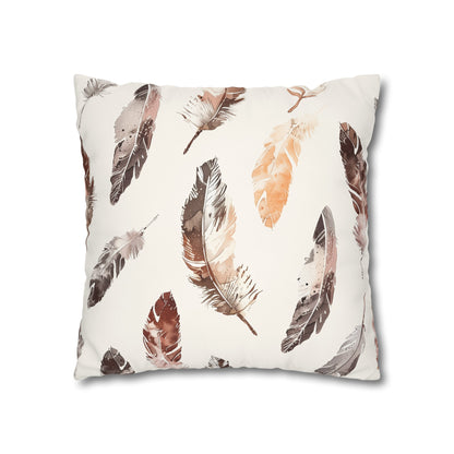 "Boho Feathers Pillow Case - Stylish oasis with delicate feather pattern for chic bedroom decor"