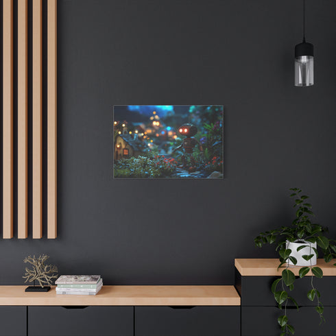 Robot Tending Starlight Garden Stretched Canvas Wall Art