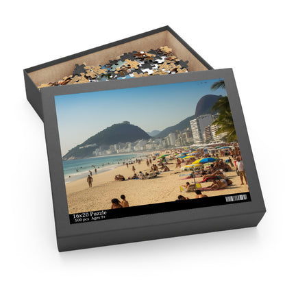 "Rio Beach Jigsaw Puzzle - Piece Together Stunning Rio de Janeiro Beach Scene with Sugarloaf Mountain, Relaxing Puzzle for All Ages"