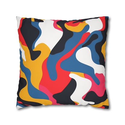 "Abstract Bright Pillow Case - Modern seamless pattern design adds pop of color to bedroom decor"