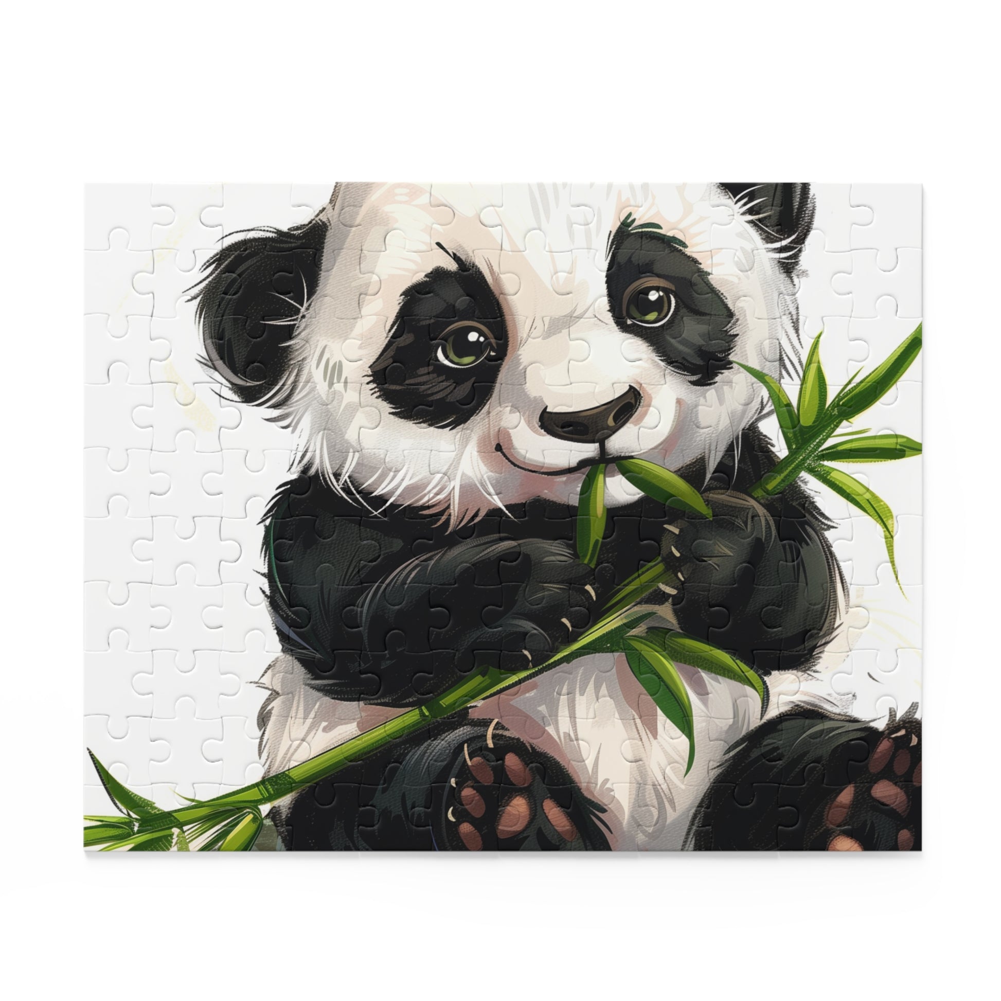 Adorable panda eating bamboo puzzle for panda lovers and puzzle enthusiasts