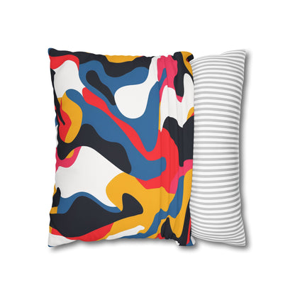 Abstract Bright Pillow Case - Modern seamless pattern design adds a pop of color and style to bedroom decor.