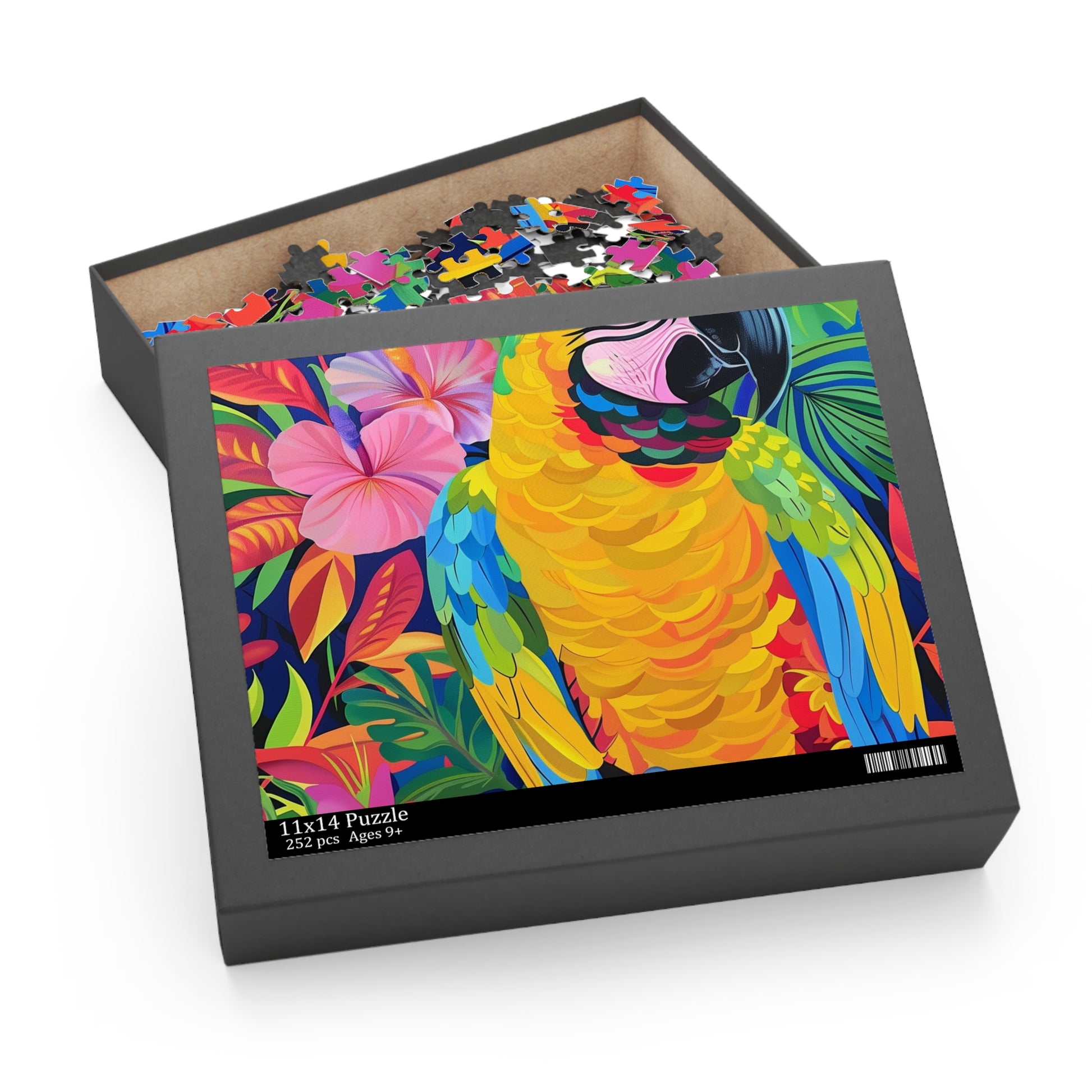 Colorful Tropical Parrot Jigsaw Puzzle - Vibrant bird in lush setting, perfect for bird lovers and puzzle fans!