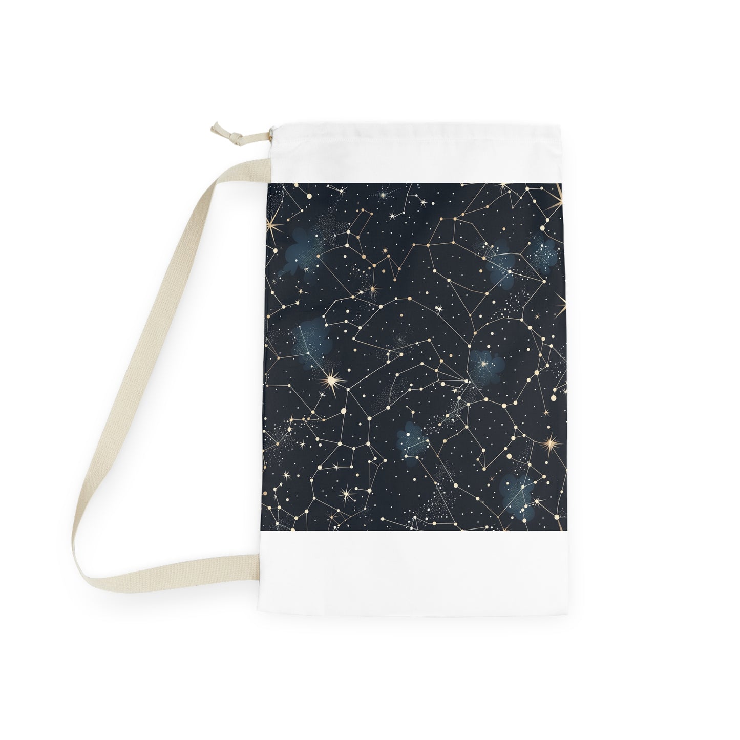 "Starry Sky Laundry Bag with Constellation Stars seamless pattern, adds magic to laundry routine"