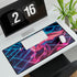 Origami Dragon over a Neon Grid — XL & XXL Desk Mat — 3mm Non-Slip Natural Rubber Base Detail