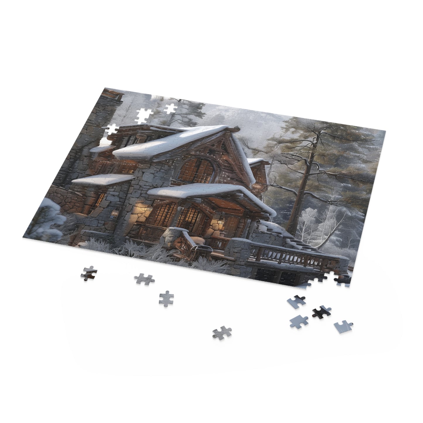 "Rustic Mountain Cabin Puzzle for Nature Lovers and Enthusiasts"