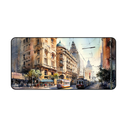 "Melbourne City Desk Mat with Skyline Print - Add style and protection to your workspace"