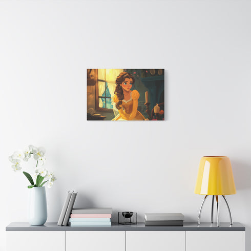 Belle & Enchanted Rose Fairytale — Canvas Wall Art — Kiln-Dried Pine Frame & Ready-to-Hang Back View