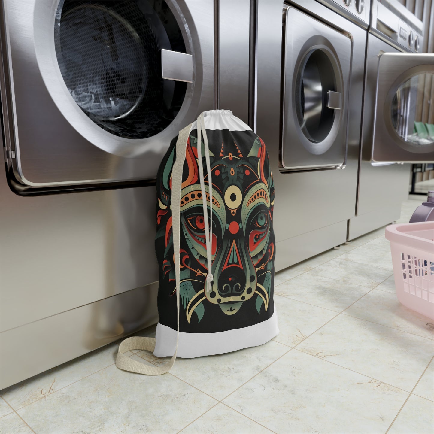 "Colorful Tribal Animal Totem Laundry Bag - Durable and Stylish Laundry Organizer for Home Decor"