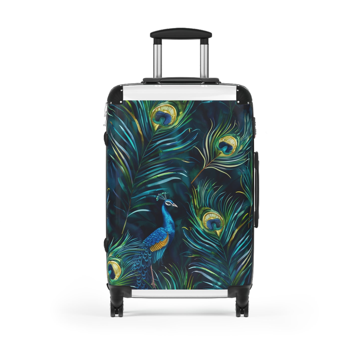 Vibrant Blue Peacock Feathers Suitcase