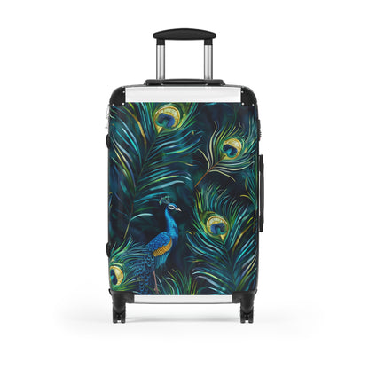 Vibrant Blue Peacock Feathers Suitcase