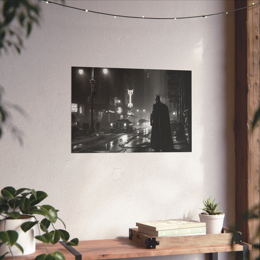 and the ever-present shadows that lurk beneath. Adorn your walls with this evocative tribute to the iconic urban landscape of Batman's adventures