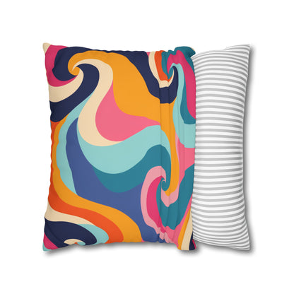 "Vibrant Retro Waves Pillowcase Set - Fun and stylish bedding with bold seamless pattern in eye-catching colors"