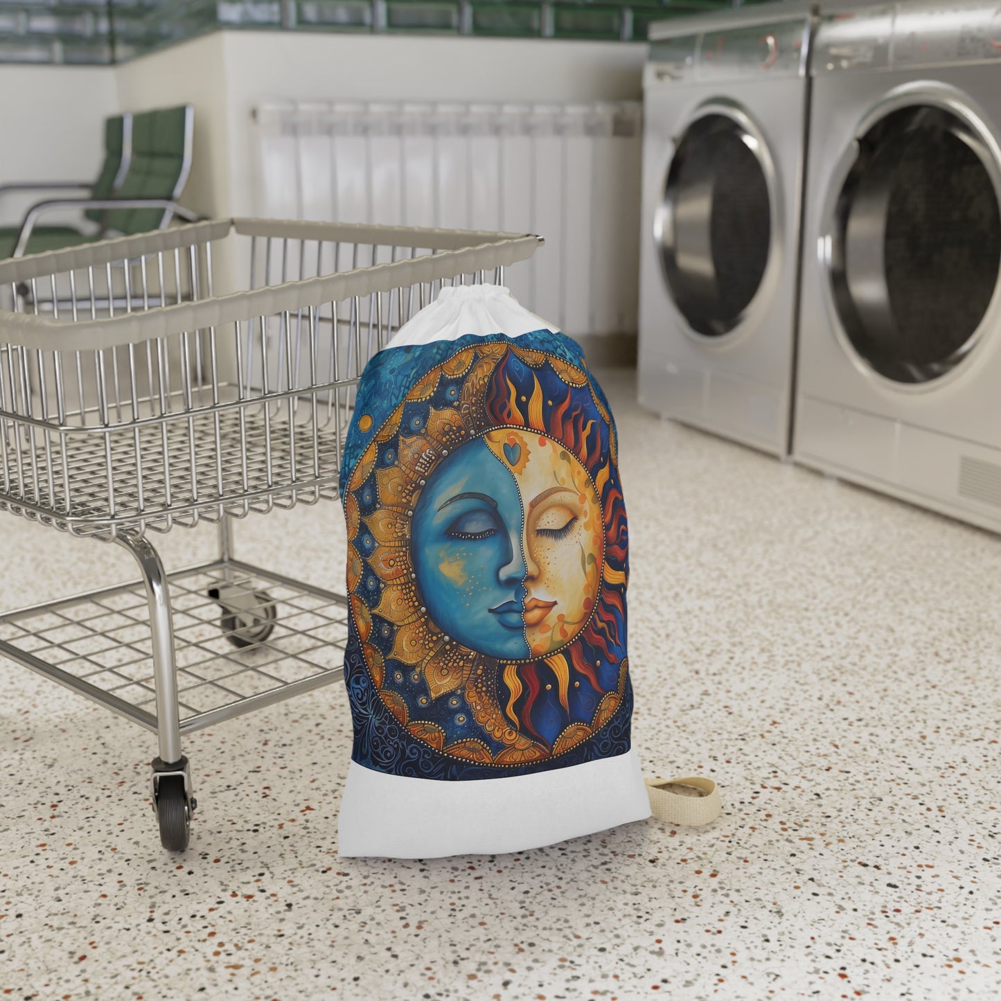 Bohemian Mandala Sun & Moon Laundry Bag for Stylish Organization