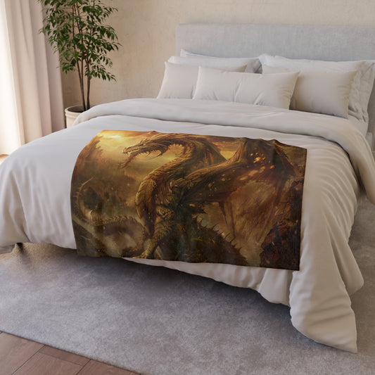 Transform your space with the power and majesty of Welsh monsters and mythical beasts. Our Dragonfire Dreams Blanket features a captivating design that includes not only dragons but also other legendary creatures from Welsh folklore. Whether you're a fan of ancient tales or simply love the beauty of these mythic beings